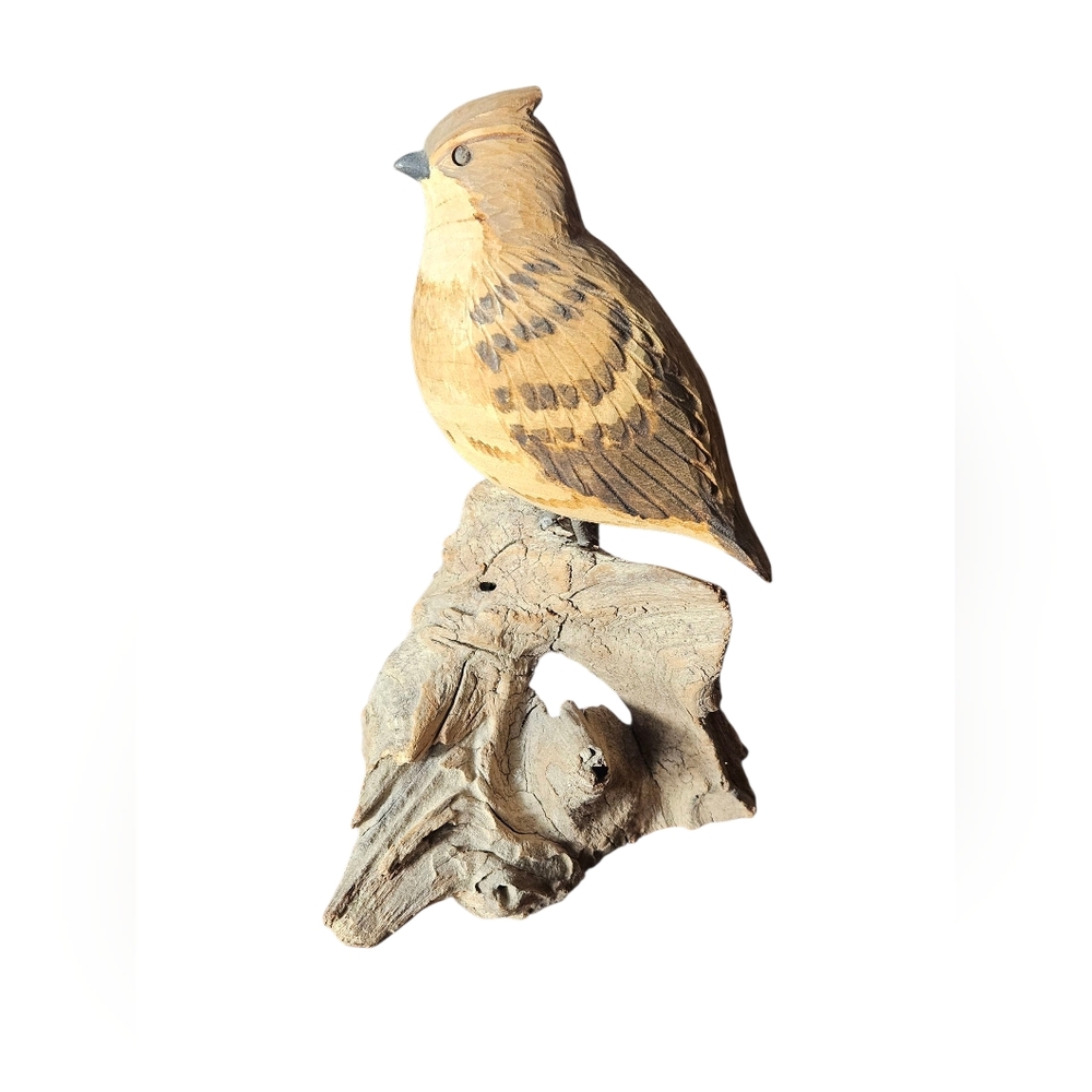 Handcrafted Drift Wood Bird Figurine - Brown